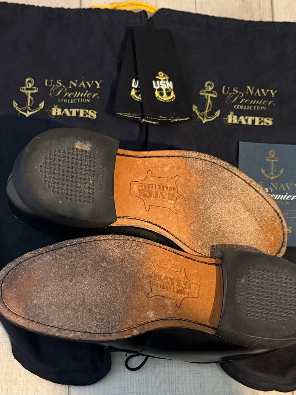 Bates Black U.S. Navy Premier Leather Lace-Up Oxfords